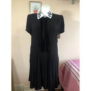 NWT Hell Bunny Midi Dress Snake Collar Goth Black White 2XL Ribbon Short Sleeve